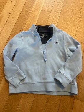 Vineyard Vines Baby Blue Quarter-Zip Pullover with Navy Trim